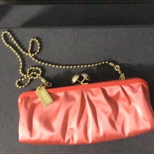 COACH Salmon Pink Satin Clutch